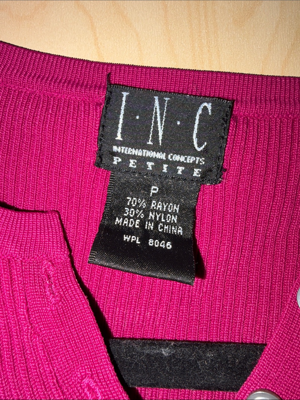INC International Concepts Fuchsia Ribbed Henley Short Sleeve Top - Picture 2 of 2